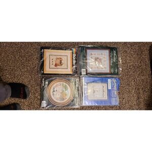 Vintage Cross Stitch Kit Lot of 4 – Bucilla Janlynn Williamsburg Samplers